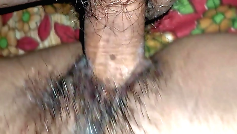 Hairy Indian teen creampie after 3n with her new partner