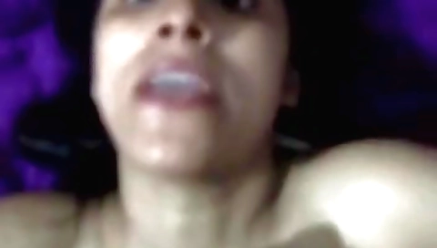 Hairy indian girl with natural tits is sucking cock