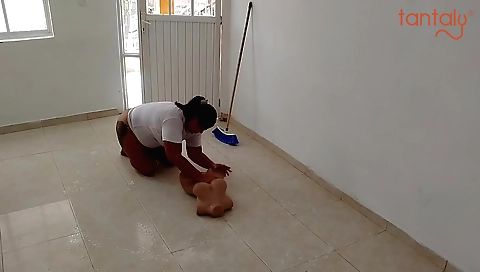 Indian tattooed babe masturbates with her small toy