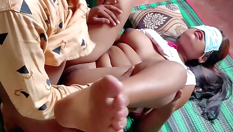 Indian girl with a hairy pussy sucking a hairy dick