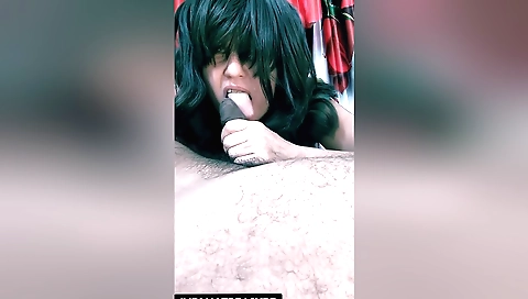 Brunette milf caught in a hot porn movie sex scene