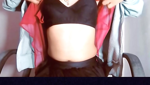 Sexy indian student in red lingerie is riding on a guy