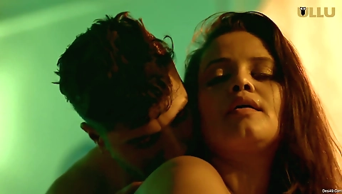 Busty brunette with large breasts enjoying the internet