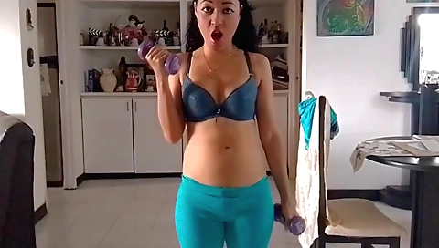 Stunning brunette in sexy lingerie showing off her body