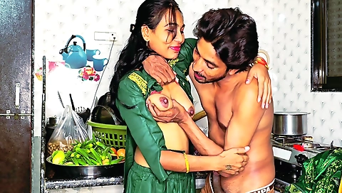 Hot amateur brunette girl is fucked in her kitchen