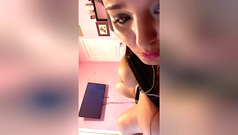 Horny brunette masturbates with a dildo in her private life