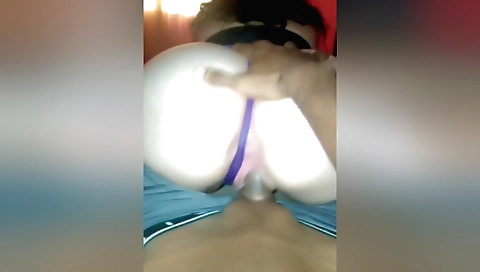 Indian brunette riding big cock in POV amateur clip