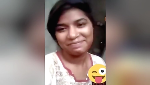 Hot brunette shows off her boobs on a solo video call