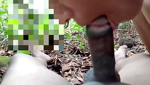 Outdoor brunette fucks her boyfriend in the forest