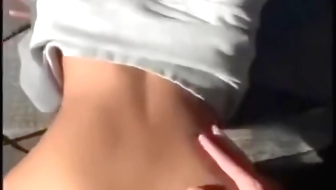 Brunette babe is on the bed and gets her ass banged