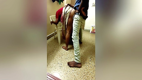 Brunette gets delivered to her doorstep by a delivery boy