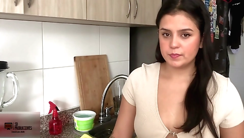 Indian brunette with a shaved cunt loves getting fucked