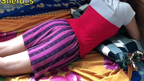 Sexy black girl moves around in tight shorts and high heels