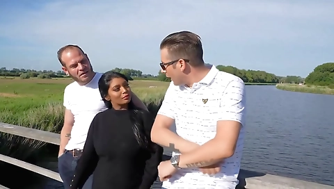 Brunette gets her pussy fucked hard in this hardcore porn