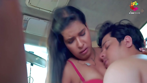 Big ass brunette is getting a blowjob from a big dick