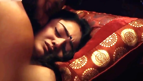 Busty brunette indian babe gets on the web and fucks