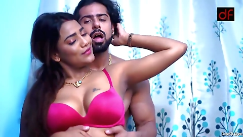 Busty brunette gets her body so hot and enjoys it all