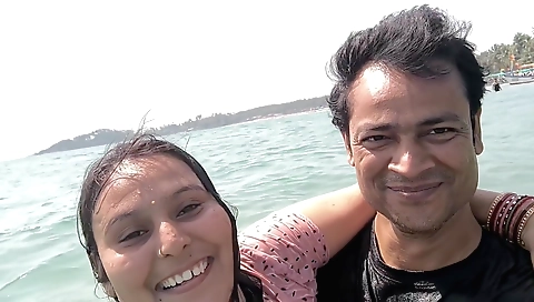 Brunette milf in a black bikini enjoys a passionate blowjob