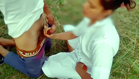 Indian busty nurse gives a blowjob and a deepthroat to a patient