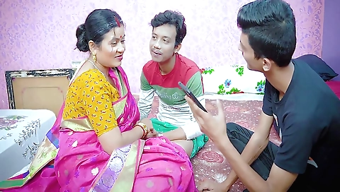 Horny brunette gets fucked in the ass in an amateur threesome