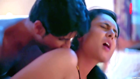 Brunette brunette milf with a nice smile is in a sexy dress