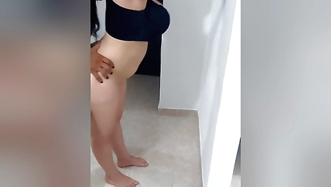 Big ass brunette gets creampie after a big sex show