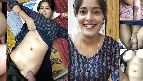 Indian babe sucks on his dick and fucks in doggy position