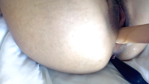 Busty slut sucks a big dildo in a hardcore anal sex