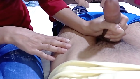 Pov amateur handjob video with stepmother and stepson